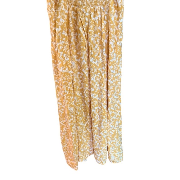 Old Navy Women L Yellow Floral Maxi Slip Cottage Core Boho Romantic Slit Dress - Picture 10 of 13